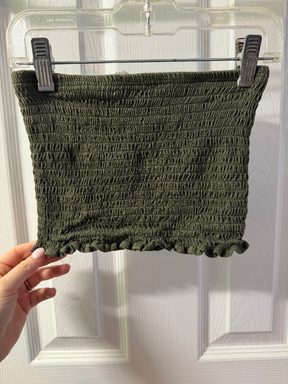 Express Army Green Strapless Crop Top Size XS